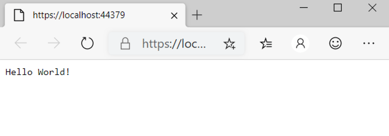A screenshot of Edge showing "Hello World" as
success